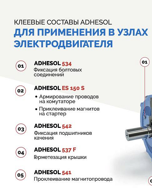 Клеевые составы ADHESOL для применения в узлах электродвигателя